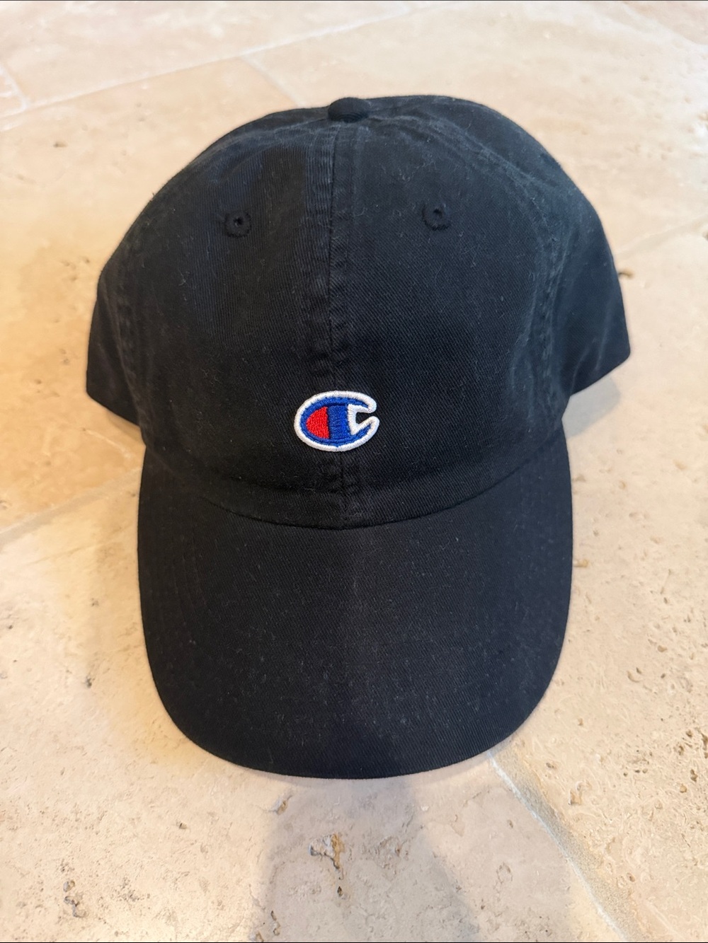 Champion Black Cap with Small Embroidered Logo